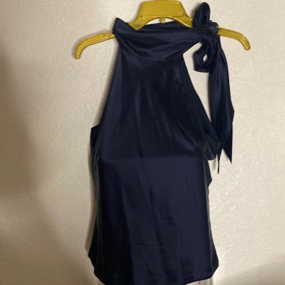 Ralph Lauren Halter Top w/ Side Bow Shell 100% Silk Lining 100% Polyester Size 6